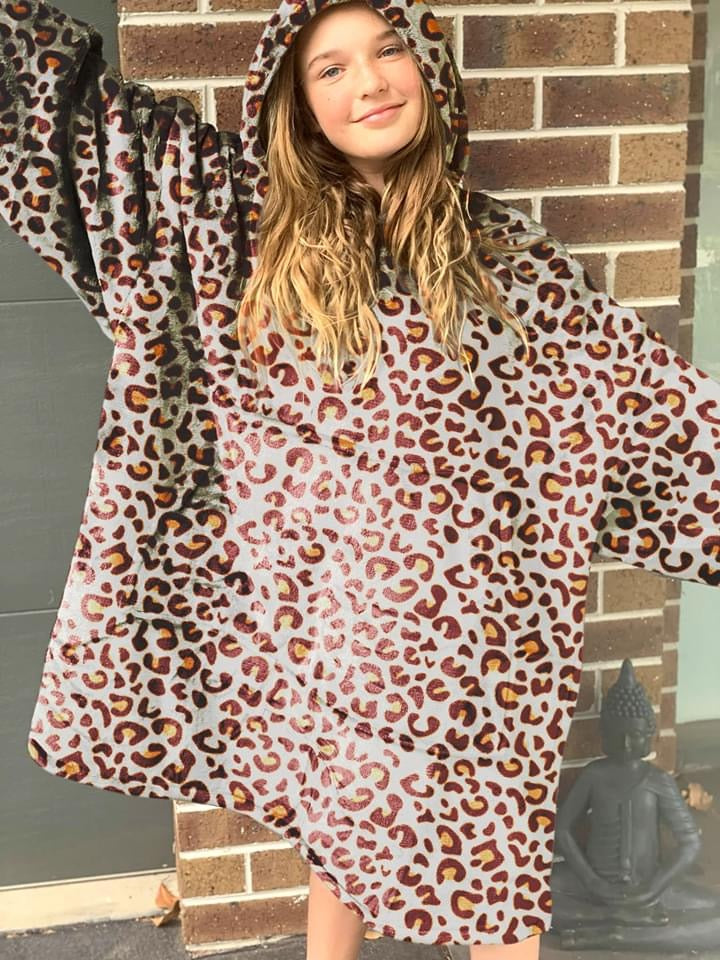 Hooded Cosy - Kids Leopard Tan