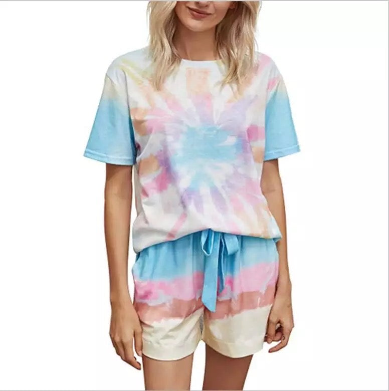 Tie Dye Pj Set - Pastel Pallet Rainbow