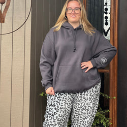 Fluffy PJ bottoms -  Grey leopard